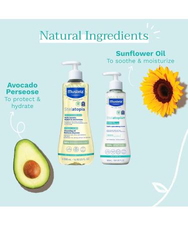 Mustela Stelatopia Eczema Gift Set - Bath Time Essentials for Sensitive Skin | Natural Avocado & Sunflower Oil | EWG Verified | 2 Items Cleansing Oil & Cream - Buy Online on GoSupps.com