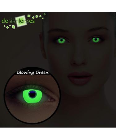 Bright Green Halloween Purge Costume UV Contact Lenses - Glowing Soft Black Light Lenses (1 Pair) - Buy Online on GoSupps.com