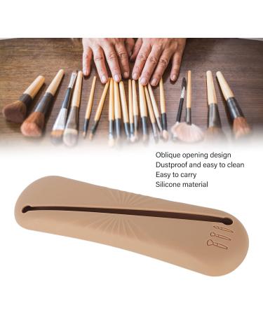 Silicone Makeup Brush Bag - Large Capacity Dustproof Holder for Home & Travel | Brown Portable Design - Buy Online on GoSupps.com
