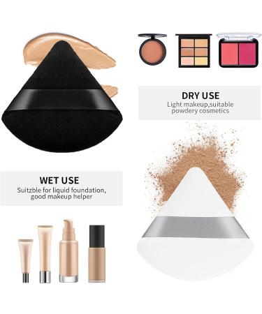 Sibba 4-Piece Triangle Powder Puffs Set for Face & Body | Soft Plush Makeup Foundation Sponges | Washable & Reusable | Ideal for Loose Powder Wet Dry Makeup | Black & White - Buy Online on GoSupps.com