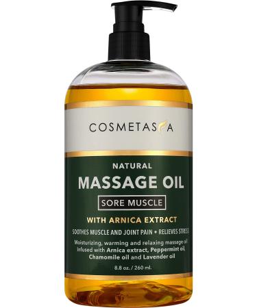 Cosmetasa Sore Muscle Massage Oil - 8.8 oz Soothes Muscle and Joint Pain with Arnica Extract, Peppermint, Chamomile, and Lavender Oil 8.8 Ounce (Pack of 1)