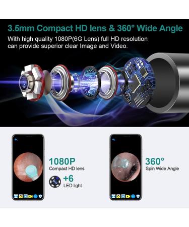 1080P HD Wireless Ear Otoscope for Ear Wax Removal Kit | IP67 Waterproof Endoscope for iPhone & Android | Green - Buy Online on GoSupps.com