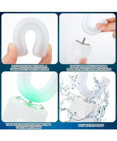 Romooa Ultrasonic Electric Toothbrush with 3 Brush Heads | Rechargeable & Waterproof for Adults | U-Shaped Design for 360 Degree Cleaning - Buy Online on GoSupps.com