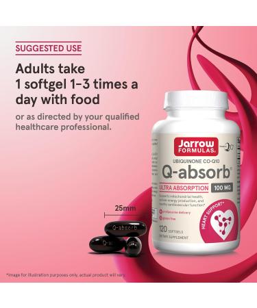 Buy Jarrow Formulas Q-absorb Co-Q10 100mg Antioxidant Support for Energy & Heart Health | 120 Softgels International Shipping Available - Buy Online on GoSupps.com