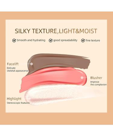 SUMEITANG 3PCS Cream Contour Stick Liquid Blush & Highlighter Kit with Sponge Applicator - Buy Online on GoSupps.com