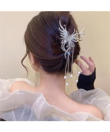 Large Butterfly Hair Claw Clip Set with Pearl Flower & Tassel - Non-Slip Hair Clamps for Styling (2pcs) - Buy Online on GoSupps.com