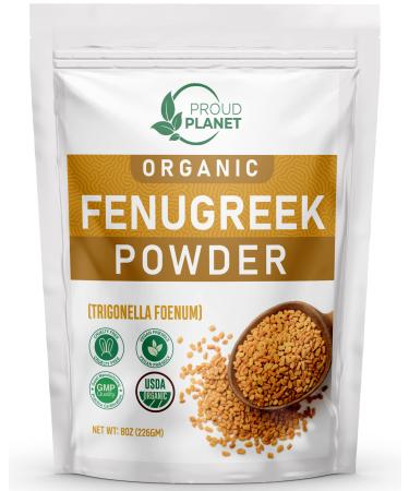 Organic Fenugreek Powder 8oz (226g) For Health, Skin & Hair Methi Seeds Powder | Non GMO & Gluten Free | USDA Certified by Proud Planet 8 Ounce (Pack of 1)