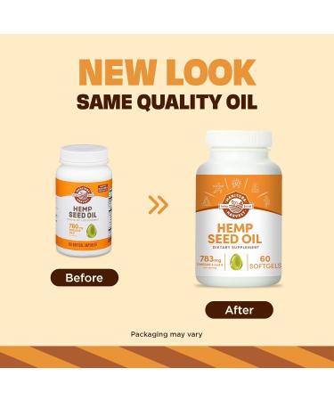 Manitoba Harvest Hemp Seed Oil Softgels 2 475mg of Plant Based Omegas 3 6 & 9 per Serving Including GLA Fish Oil Alternative 60 Count (Pack of 1) Packaging May Vary - Buy Online on GoSupps.com