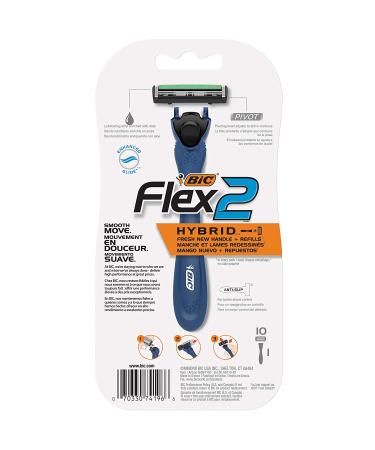 BIC Flex 2 Hybrid Men's Twin Blade Razor Set - 1 Handle, 10 Cartridges - Buy Online on GoSupps.com
