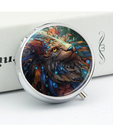 Small Travel Pill Case Round Metal Pill Box for Pocket Purse 3 Compartment Portable Pill Holder Mini Pill Organizer for Travel or Daily - Animal - Buy Online on GoSupps.com
