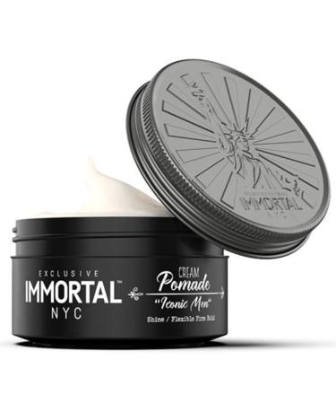 Immortal NYC Iconic Men Cream Pomade - Flex Medium/Stong Hold - Low Shine All Natural Water-Based Hair Cream Pomade for Men - No Residue All Hair Types Iconic Men (NEW)