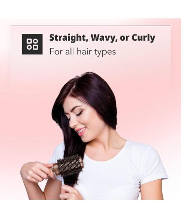 H&S 53mm Large Round Barrel Boar Bristle Hair Brush | Nano Ceramic Ionic Technology | Brown - Buy Online on GoSupps.com