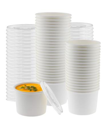 NYHI Paper Soup Storage Containers With Lids | 16 Ounce Insulated Take Out Disposable Food Storage Container Cups For Hot & Cold Foods | Eco Friendly To Go Soup Bowls With Plastic Lid | 50 Pack