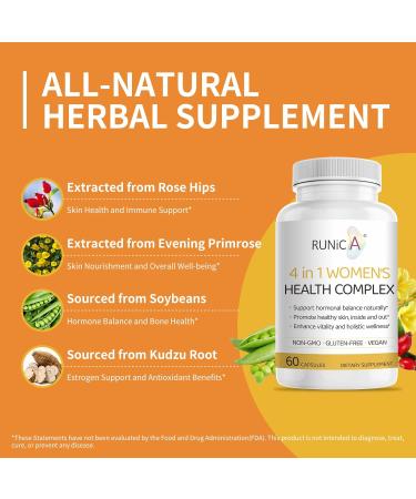 4-in-1 Women s Hormonal Balance Complex Supplement | Rosehip Pueraria & Evening Primrose with Soy Isoflavones | Menstrual Cycle Menopause Energy Level & Healthy Skin Support 30-Day Essentials Pack - Buy Online on GoSupps.com