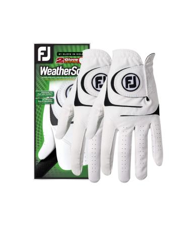FootJoy Men's WeatherSof Golf Gloves, Pack of 2 (White) White Large Left