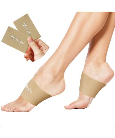 ZooNut Copper Arch Support Bands (2 Count) BraceBull Copper Infused Arch Supports for Plantar Fasciitis Flat Feet Support Foot Pain Relief Sturdy Arch Support Brace Skin-Friendly Sleeve (Nude)