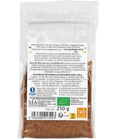 Jardin BiO tic Organic Coconut Flower Sugar Sweet AB Certified 250 g Bag - Buy Online on GoSupps.com
