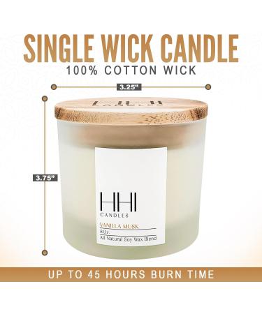 Vanilla Candle | Vanilla Musk Scented Soy Candle - Large 8 oz | Long Burn Time | HHI Candles - Buy Online on GoSupps.com