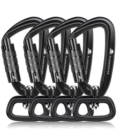 PANDENGZHE Locking Carabiner Clip 2.5" with Swivel Ring for Securing Pets, Dog Leash Harness, Camping, Hiking, Keychains Black