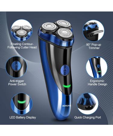 NWOUIIAY Electric Razor Shavers for Men - Wet/Dry with 3 Rotating Heads and USB Rechargeable Beard Razor - Blue - Buy Online on GoSupps.com