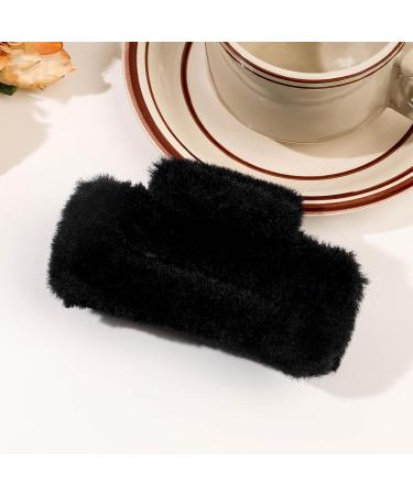 Hair Shark Clip Elegant Hair Grip Women Large Hair Claw Soft Plush Rectangle Hair Clip Anti-slip Design Hair Pin Headwear Hair Styling Tool Black - Buy Online on GoSupps.com