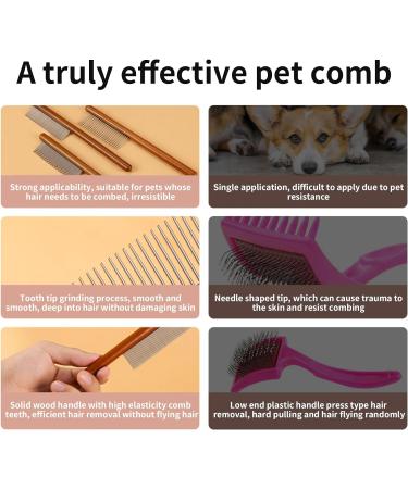 3pcs Flea Comb for Cats Dogs Kittens Wooden Pet Grooming Combs with Wide/Dense/Round Tip Metal Teeth Multifunctional Cat Combing Brush for Flea Lice Tick Tangled Long Hair Removing Hair Artifact - Buy Online on GoSupps.com