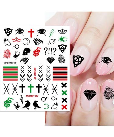 DANNEASY Graffiti Nail Art Stickers - 12 Sheets Self Adhesive Decals for Manicure & Nail Decoration - Street Punk Design for Women, Kids, Girls - Buy Online on GoSupps.com