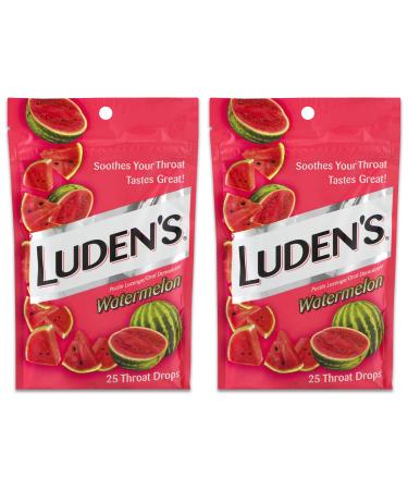Luden's Watermelon Cough Throat Drops Pectin Lozenge/Oral Demulcent 25-Count per Pack (2-Pack)
