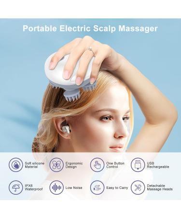 OQIMAX Portable Electrical Head Massage Device - 4 Massage Heads 3 Modes IPX6 Waterproof Wireless & USB Charging Relaxation & Deep Cleaning - Buy Online on GoSupps.com