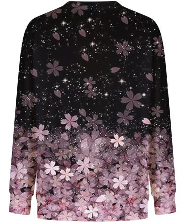 Women's Fall Striped Tie Dye Marble Floral Sweatshirt - Black | Long Sleeve Pullover Shirt - Buy Online on GoSupps.com