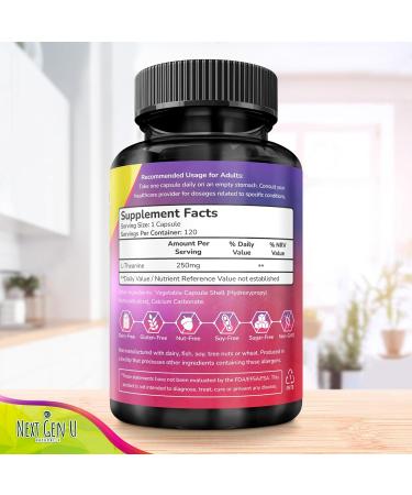 Next Gen U L-Theanine Food Supplement 250 mg Capsules Caffeine Free Supplements to Support Anxiety Stress Sleep Derived Naturally from Green Tea L-Theanine-Capsules - Buy Online on GoSupps.com