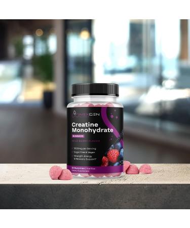 Organic Sugar Free Creatine Monohydrate Gummies | Vegan Energy Chews 3000mg | Gluten Free Non-GMO Wild Berry Flavor | Trial Size for Men & Women - Buy Online on GoSupps.com