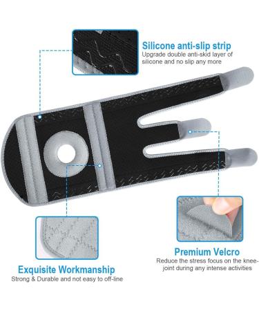 AVIDDA Knee Support Brace for Running & Sports | Adjustable Patella Tendon Knee Brace for Joint Pain & Arthritis | Side Stabilizers, Men Women, Grey, Size M-XL - Buy Online on GoSupps.com