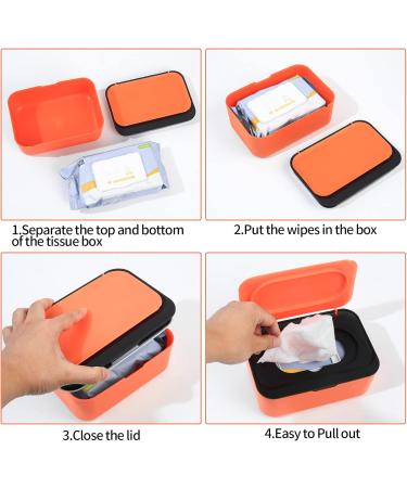 Buy Stylish Black & Orange Wet Wipes Box Holder - Compact Tissue Dispenser with Lid for Baby Care | International Shipping Available - Buy Online on GoSupps.com