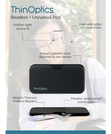 ThinOptics Universal Pod Case & Paw Print Rectangular Reading Glasses - 44.45mm 2.5x | Shop Internationally - Buy Online on GoSupps.com
