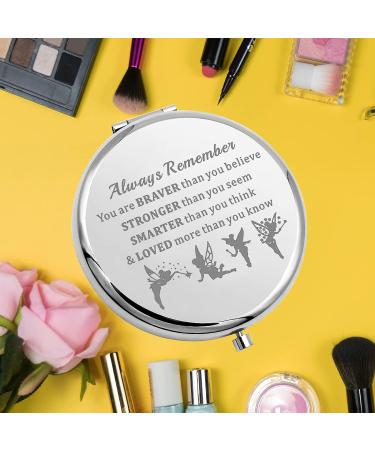 Fairy Tale Pocket Mirror - Braver, Stronger, Smarter Than You Think - Compact Makeup Mirror for Women, Girls, Teenagers - Perfect Gift for Fairy Pixie Cartoon Fans - Buy Online on GoSupps.com