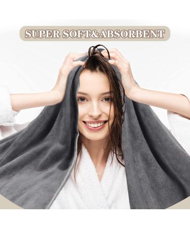 Sunland Microfiber Hair Towel for Women - Super Absorbent & Quick Drying Hair Turban Large 61x109cm in Gray - Buy Online on GoSupps.com