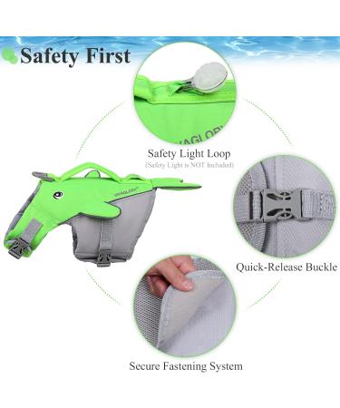 VIVAGLORY Dog Life Vest: Bright Green XS Sports Style Life Jacket for Small & Medium Dogs - Adjustable Straps, Easy On & Off - 43-51 cm Ribcage Girth - Buy Online on GoSupps.com