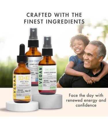 Bone Support Bundle Liquid Spray - Iron Bisglycinate Complex Zinc Picolinate Vitamin D3 & K2 - Complete Multivitamin - Plant- Based Non-GMO Gluten Free Sugar Free 2 Fl Oz (360 Days Supply) e) Zinc Boost-D3 + K2-Iron Co  - Buy Online on GoSupps.com