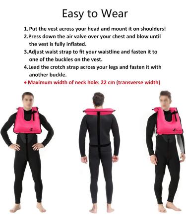 OMOUBOI Snorkel Vest for Adults - Inflatable Swim Safety Jacket for Diving, Snorkeling & Swimming (100-220 lbs) - Rose-red - Buy Online on GoSupps.com
