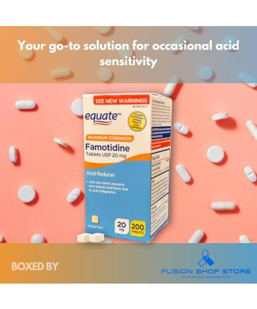 Famotidine 20mg- Maximum Strength Tablets 200 ct Acid Reducer for Heartburn Relief (Pack of 1) Boxed by Fusion Shop Store - Buy Online on GoSupps.com