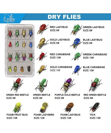 YZD Trout Fly Fishing Flies Collection - Dry Wet Nymph Assortment with Fly Box - 12/16/18/22/36 Kits - Buy Online on GoSupps.com