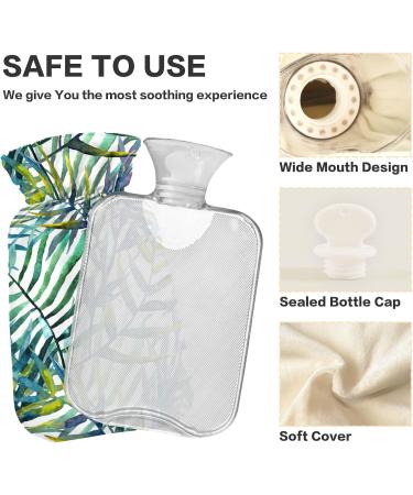 NAANLE 2L Hot Water Bottle with Cover - Watercolor Palm Leaf Large Size for Menstrual Cramps & Heat Therapy Relief - Buy Online on GoSupps.com