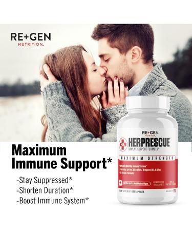 Re+Gen HERPRESCUE Cold Sore Support Supplement - Natural Capsules with Zinc Vitamin C & L-Lysine for Immune Health - 120 Capsules - International Shipping Available - Buy Online on GoSupps.com