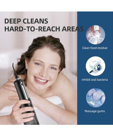 Cordless Water Flosser - Rechargeable Oral Irrigator for Teeth Cleaning | 8 Jet Tips, 5 Cleaning Modes | IPX7 Waterproof - Ideal for Home and Travel | Black - Buy Online on GoSupps.com