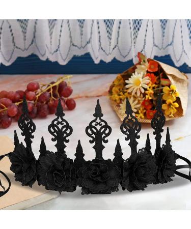 UDIKEFO Halloween Rose Gothic Garland Crown Headband for Women Girl Adults Witcher Makeup Hair Accessories for Halloween Dancing Party Cosplay Masquerade Decoration - Buy Online on GoSupps.com