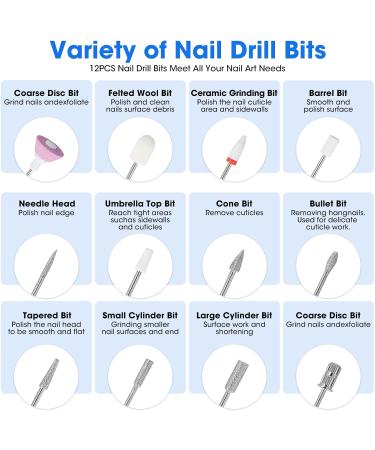 Cordless Nail Drill Electric Nail Files Kit with Dual Charge Ports 3 Speeds Professional Rechargeable Nail File Set Portable Electric Manicure and Pedicure Set for Shaping/Polishing/Removing Callus - Buy Online on GoSupps.com