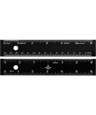 Alumicolor Aluminum Straight Edge with Center Finding Back  6IN  Black 6 Inch Black - Buy Online on GoSupps.com