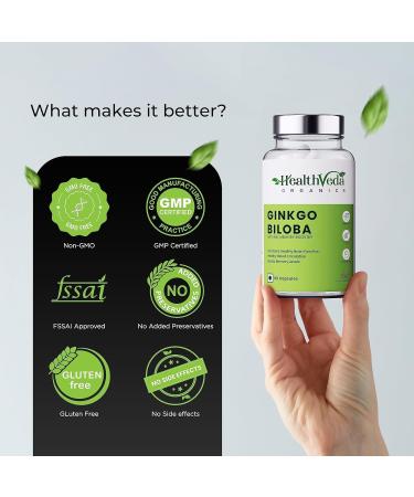 Organics Ginkgo Biloba 120 mg | 60 Veg Capsules | Supports Better Concentration and Memory | for Both Men & Women - Buy Online on GoSupps.com