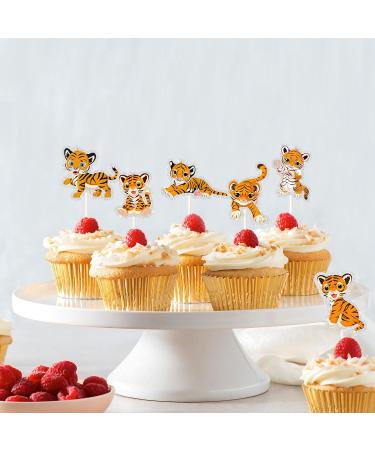 Tiger Cupcake Topper Wild Tiger Animal Dessert Cake Topper - Wildlife Zoo Theme Party Decorations - 18PCS - Buy Online on GoSupps.com